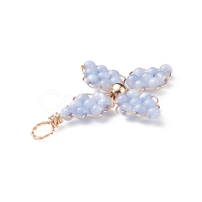 2Pcs 2 Colors Dyed Natural Freshwater Shell Beaded Pendants PALLOY-JF01910-1