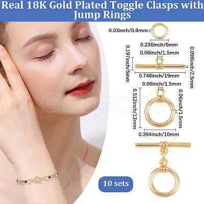 10 Sets Brass Toggle Clasps KK-BBC0021-08-1