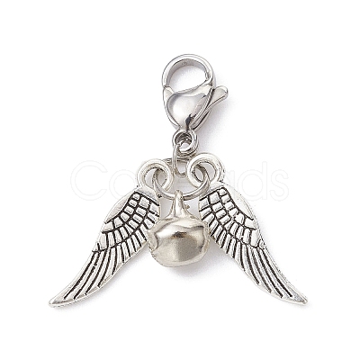 Alloy Wings and Iron Bell Pendant Decoration HJEW-JM01309-02-1