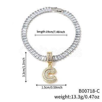Fashionable Brass Micro Pave Clear Cubic Zirconia Charm Bracelets LS-AF9298-3-1
