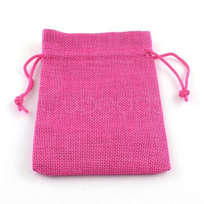 Polyester Imitation Burlap Packing Pouches Drawstring Bags X-ABAG-R005-14x10-M-1