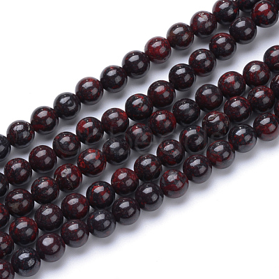 Natural Bloodstone Beads Strands X-G-R412-06-8mm-1