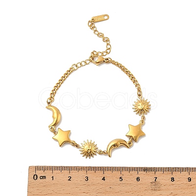 304 Stainless Steel Link Bracelets for Women Ion Plating(IP) BJEW-A052-01G-1