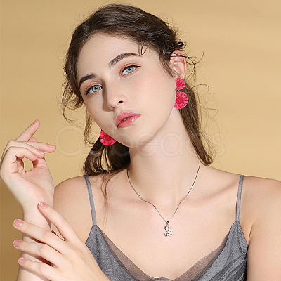 2 Pairs 2 Style Raffia Flower Dangle Stud Earrings EJEW-FI0003-23-1