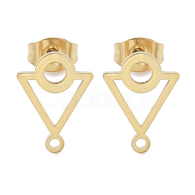 Triangle & Ring Ion Plating(IP) 304 Stainless Steel Stud Earring Findings STAS-I206-103G-1