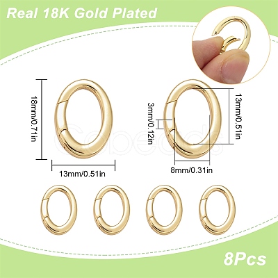 8Pcs Brass Spring Gate Rings KK-SC0003-45-1