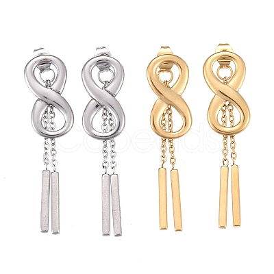 304 Stainless Steel Chain Tassel Earrings EJEW-I248-30-1