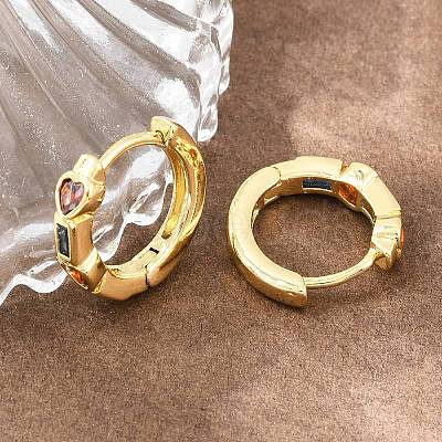 Brass Pave Cubic Zirconia Hoop Earrings KK-CBAD104-04G-I-1