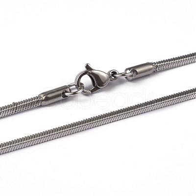 Non-Tarnish 304 Stainless Steel Square Snake Chains Necklaces NJEW-K049-06P-1