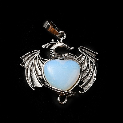 Opalite Heart Pendants KK-K331-01AS-03-1