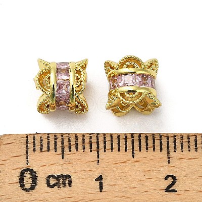 Brass Micro Pave Cubic Zirconia Beads KK-B142-06G-01-1