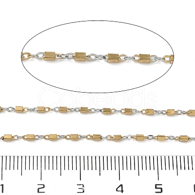 Two Tone 304 Stainless Steel Cuboid Link Chains CHS-G050-02GP-1