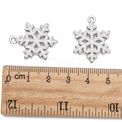 Snowflake Alloy Enamel Pendants X-ENAM-R041-34-1