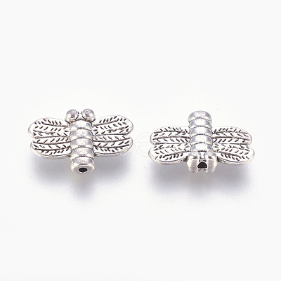 Tibetan Style Alloy Dragonfly Beads X-TIBEP-GC191-AS-NR-1