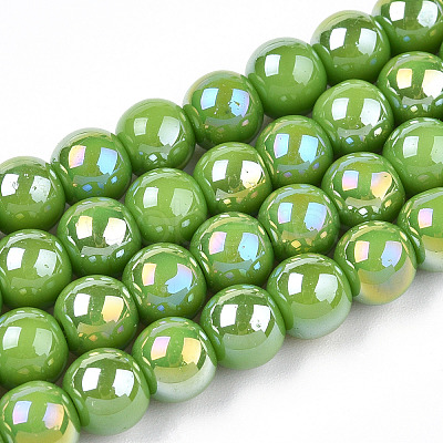 Electroplate Opaque Glass Beads Strands GLAA-T032-P6mm-AB06-1