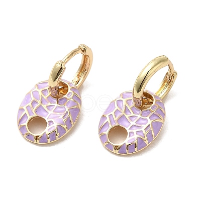 Oval Real 18K Gold Plated Brass Dangle Hoop Earrings EJEW-L268-007G-02-1
