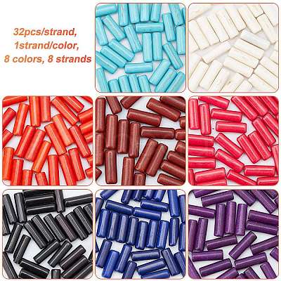 8 Strands 8 Colors Synthetic Turquoise Beads Strands G-OC0002-11-1
