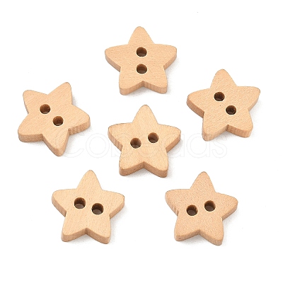 Natural 2-hole Basic Sewing Button in Star Shape NNA0Z7T-1