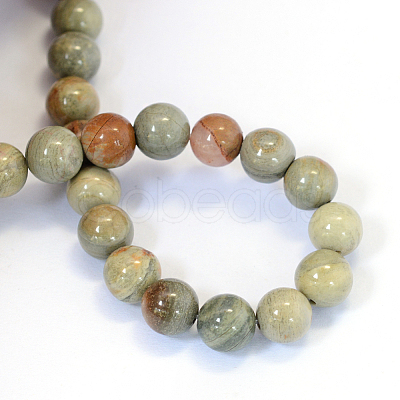 Natural Silver Leaf Jasper Round Bead Strands G-E334-8mm-04-1