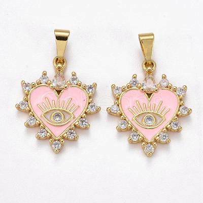 Brass Clear Cubic Zirconia Pendants ZIRC-J025-67G-01-1