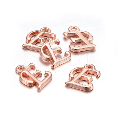 Rose Gold Plated Alloy Letter Pendants X-PALLOY-J718-01RG-E-1