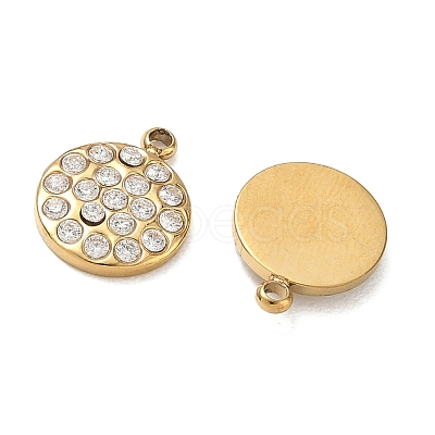304 Stainless Steel Micro Pave Clear Cubic Zirconia Charms CU-CBAF0F8-03E-G-1