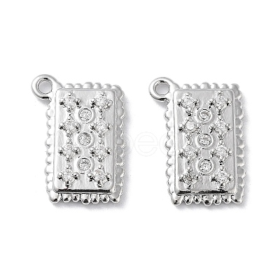 Brass Micro Pave Clear Cubic Zirconia Charms KK-F871-37P-1