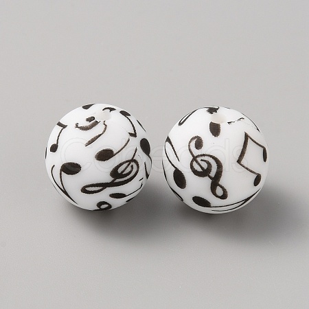 Printed Silicone Focal Beads LS-SIL-WH0003-14-1