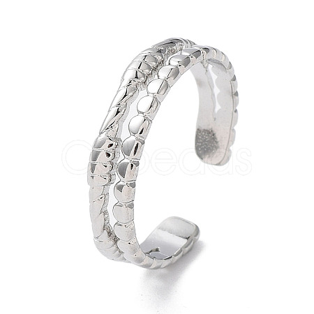Non-Tarnish 304 Stainless Steel Double Line Open Cuff Rings RJEW-D006-06P-1