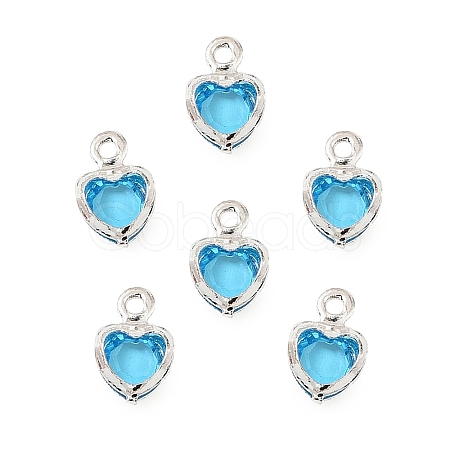 Heart Brass Glass Charms LS-KK-S385-01S-08-1