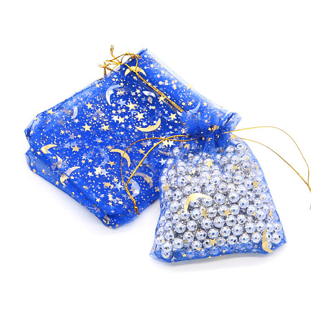 Hot Stamping Rectangle Organza Drawstring Gift Bags WG15067-15-1