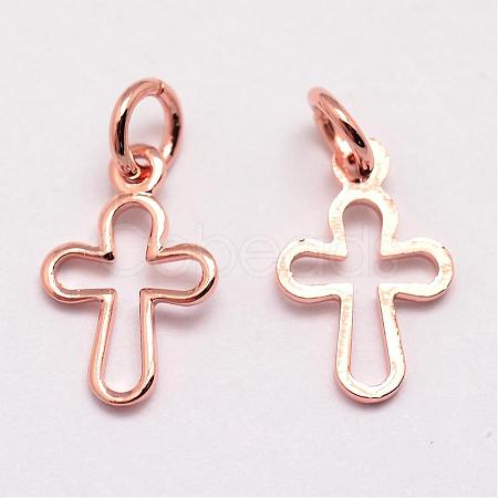 Brass Tiny Cross Charms KK-G258-01-NR-1