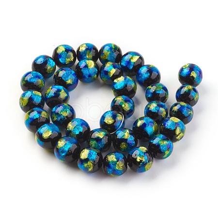 Handmade Silver Foil Glass Lampwork Beads LAMP-P051-G02-12mm-1