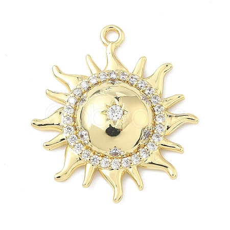 Brass Micro Pave Clear Cubic Zirconia Pendants KK-G548-01A-G-1