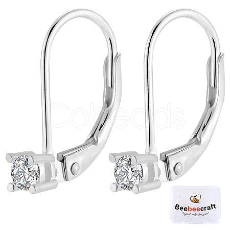 2Pairs 925 Sterling Silver Leverback Earring Findings STER-BBC0007-22-1