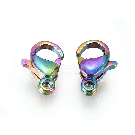 Ion Plating(IP) 304 Stainless Steel Lobster Claw Clasps STAS-E475-02A-1