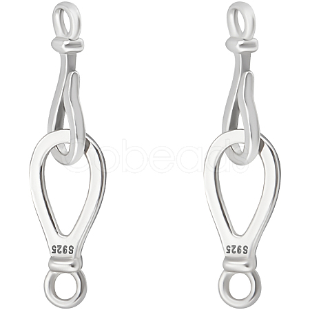 2 Sets 925 Sterling Silver Hook Clasps STER-BBC0007-98-1