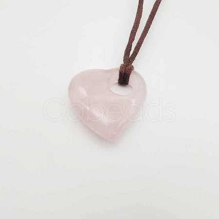 Heart Natural Rose Quartz Pendant Necklaces for Women ZL1297-4-1