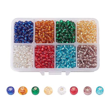1 Box 6/0 Glass Seed Beads Silver Lined Round Hole Loose Spacer Beads SEED-X0050-4mm-02-1