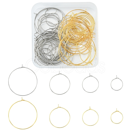 64Pcs 8 Style 316 Surgical Stainless Steel Hoop Earring Findings STAS-FS0001-33-1