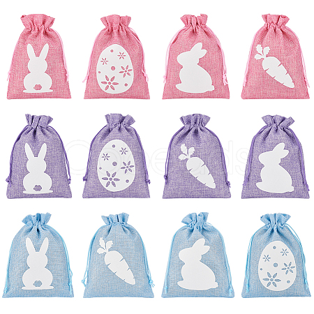 24Pcs 12 Styles Easter Cloth Storage Pouches ABAG-BC0001-62-1