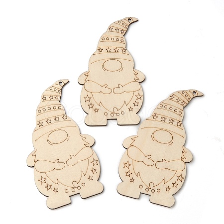 Christmas Theme Undyed Natural Wood Big Pendants LS-X-WOOD-B001-10C-1