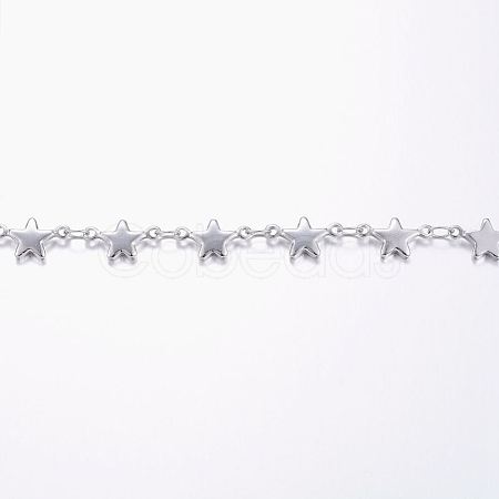Non-Tarnish 3.28 Feet Handmade 304 Stainless Steel Bar Link Chains X-STAS-G038-01P-1