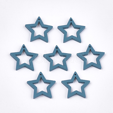 Painted Poplar Wood Pendants WOOD-T021-10J-1