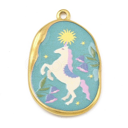 Printed 304 Stainless Steel Pendants STAS-P419-13G-03-1
