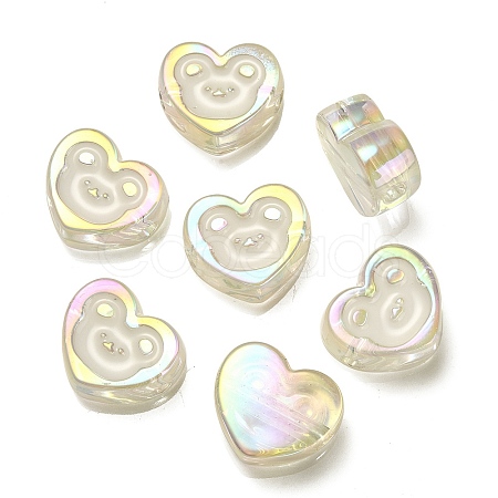 UV Plating Rainbow Iridescent Acrylic Enamel Beads OACR-G012-12B-1