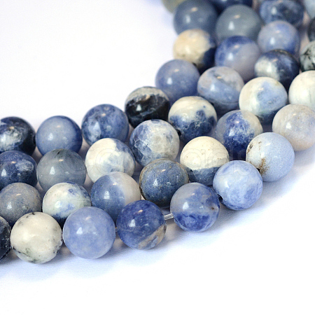 Natural Sodalite Round Bead Strands G-E334-8mm-08-1