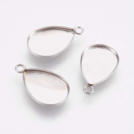 Tarnish Resistant 304 Stainless Steel Pendant Cabochon Settings STAS-I097-055-14P-1