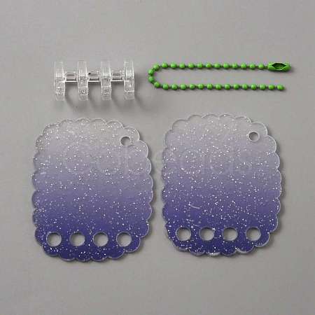 Gradient Glitter Plastic Loose Leaf DIY Disc Keychain ZXFQ-WH0001-06B-1