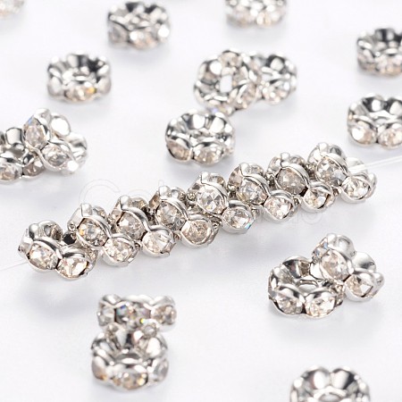 Brass Rhinestone Spacer Beads RB-A014-L6mm-01P-NF-1